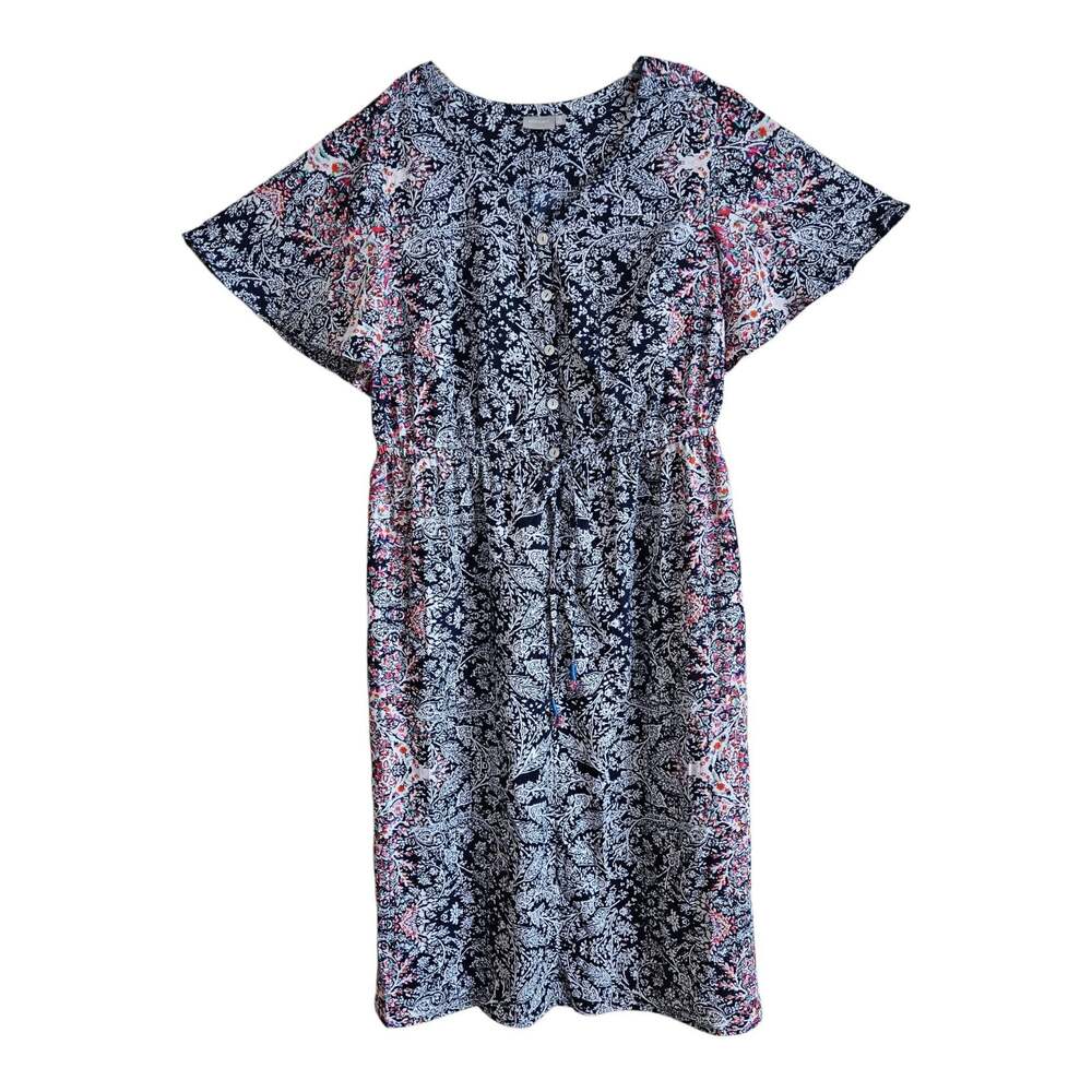 EShakti Women's Plus 1X 16 Dress Midi Floral Drawstring Waist Tie Belt Resort
